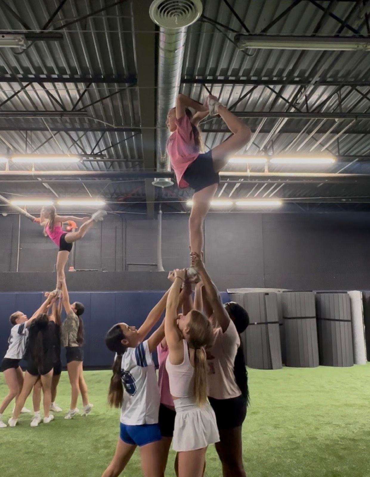 Cheerleading training at Earned Run Training Academy